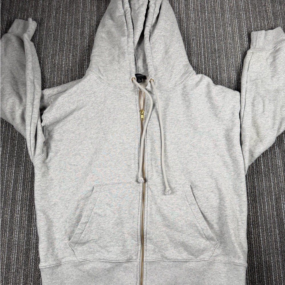 J. Crew Heather Gray Hoodie with Gold Accents